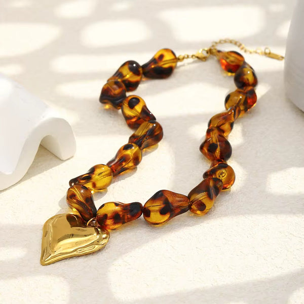 18K Gold Leopard Heart Necklace *PRE ORDER*