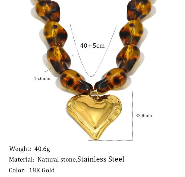 18K Gold Leopard Heart Necklace *PRE ORDER*