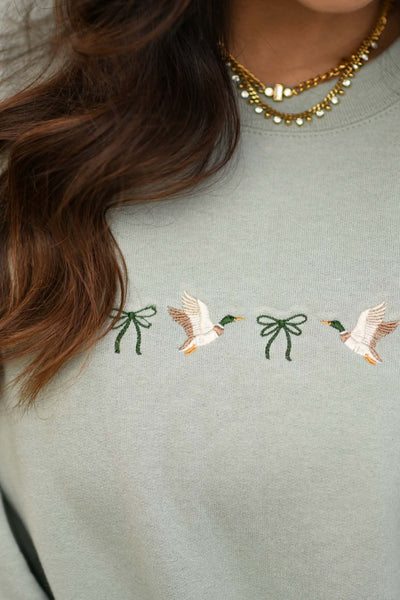 Ducks and Bows Embroidered Sweatshirt