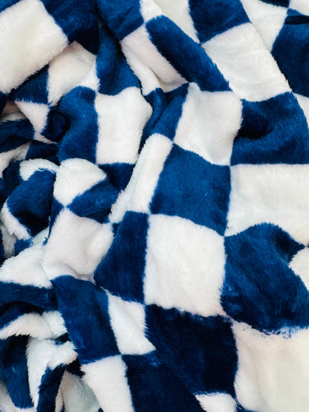 RTS Navy Checkered Throw Blanket