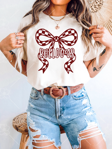 Custom Checkered Bow Tee - Youth