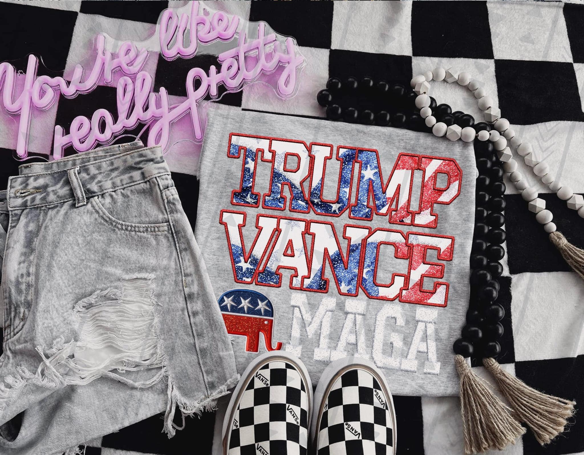 Trump & Vance FAUX Embroidery & Glitter - Multiple Styles