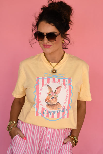 Happy Easter Stripe Bunny Tee