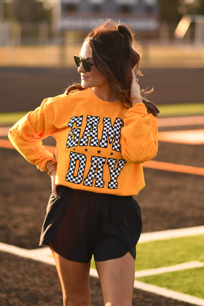 **SALE** RTS Gold Checkered Game Day Sweatshirt