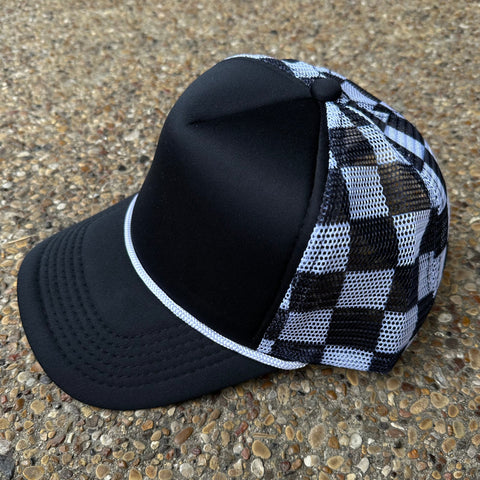 RTS Black Checkered Trucker Hat