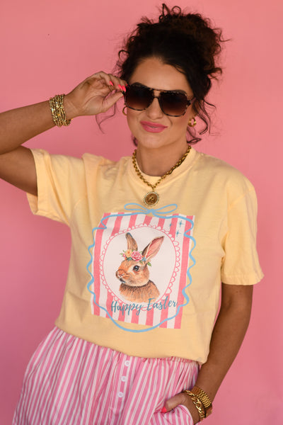 Happy Easter Stripe Bunny Tee