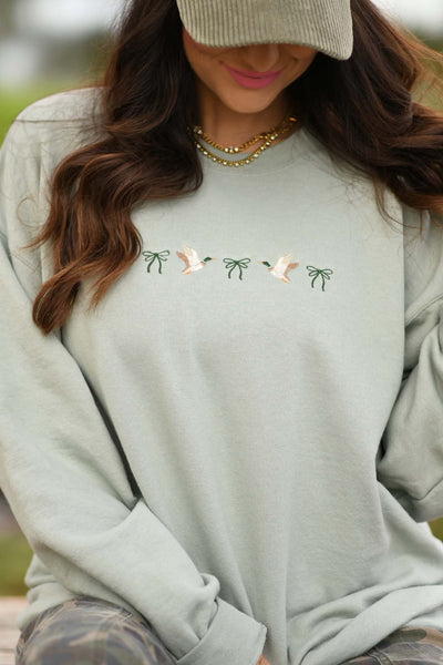 Ducks and Bows Embroidered Sweatshirt