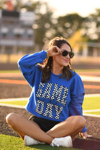 **SALE** RTS Royal Blue Checkered Game Day Sweatshirt