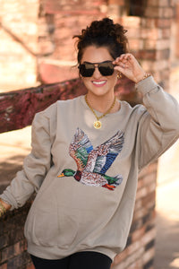 Faux Rhinestone Duck Sweatshirt