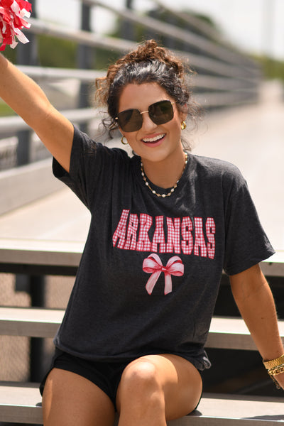 Arkansas Gingham Bow Tee