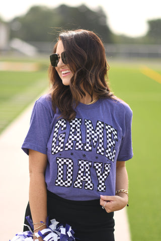*SALE* RTS Purple Checkered Game Day Tee