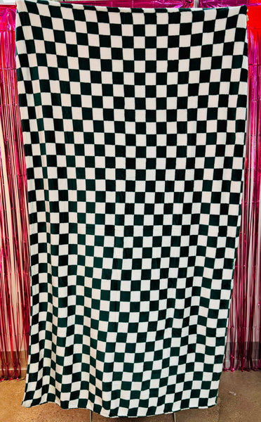 RTS Green Checkered Throw Blanket