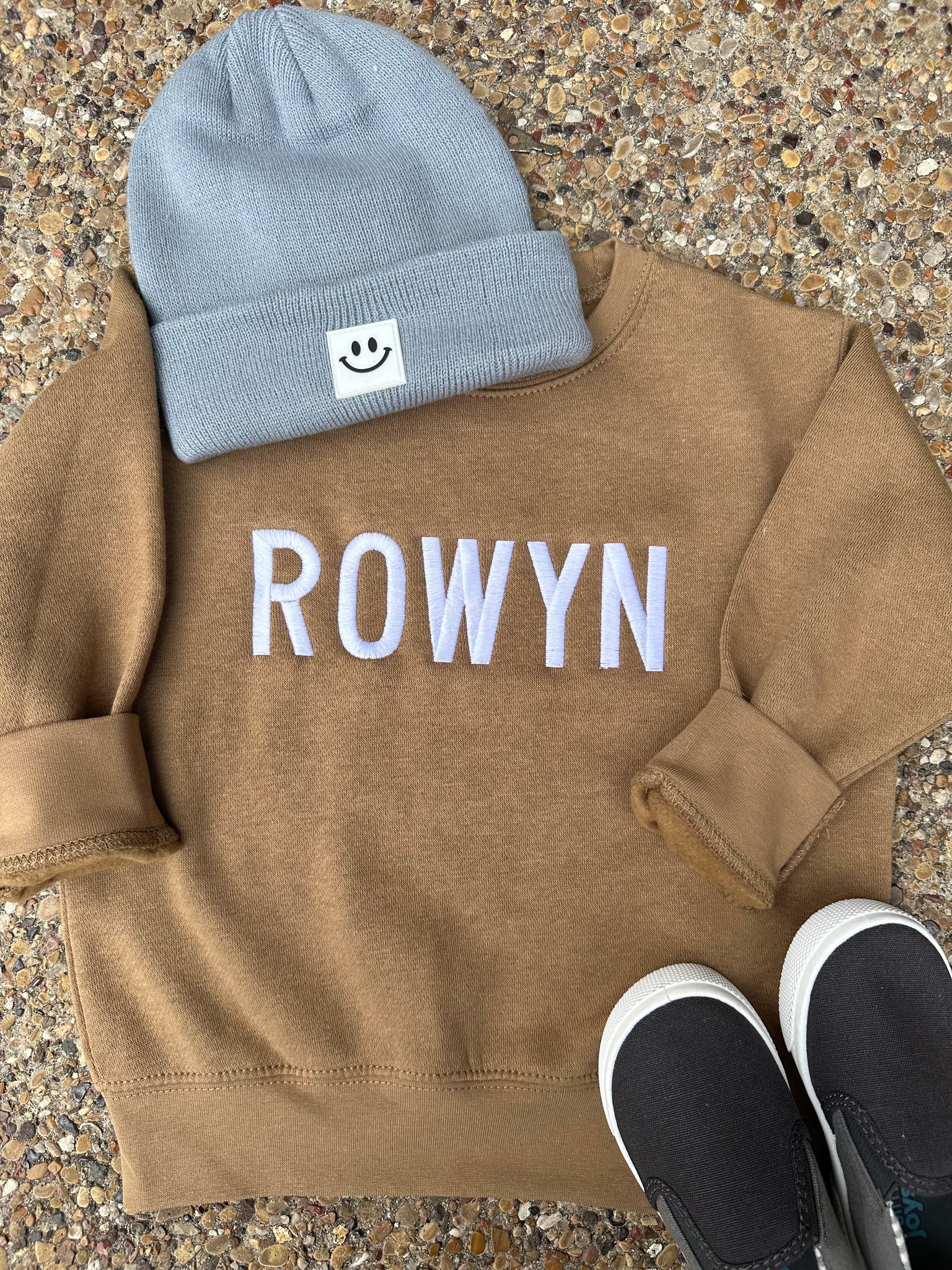 Coyote Brown Custom Embroidered Name Youth Sweatshirt