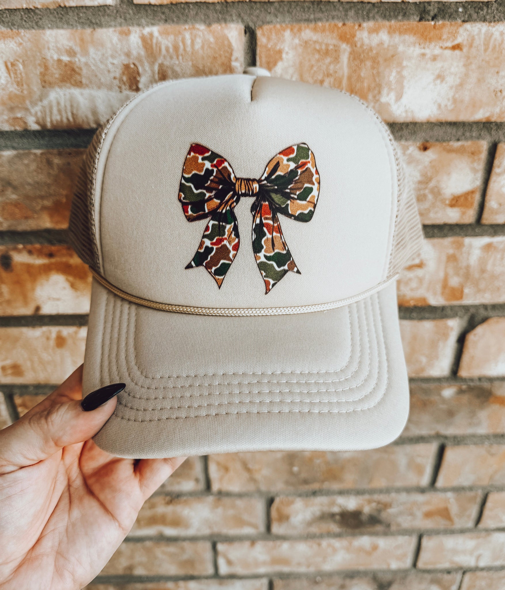 Camo Bow Hat - Tan