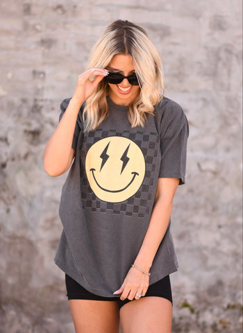 Vintage Checkered Smiley Tee