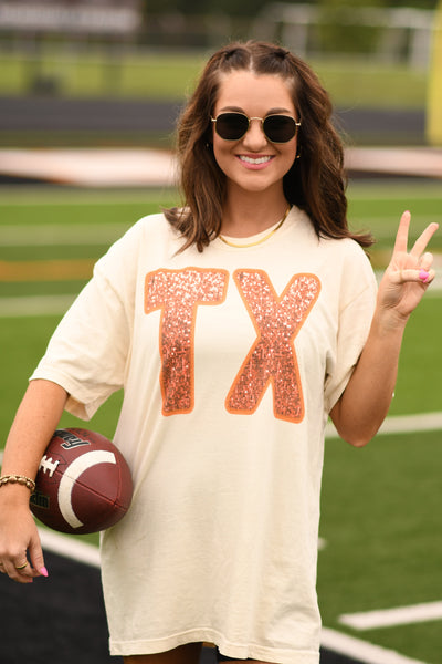 TX Faux Sequins Tee