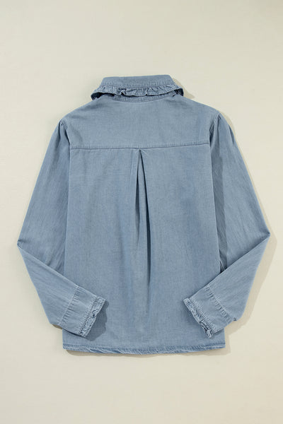 Button Up Long Sleeve Denim Top