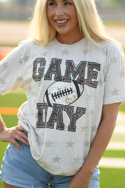 Game Day Leopard Football Tee