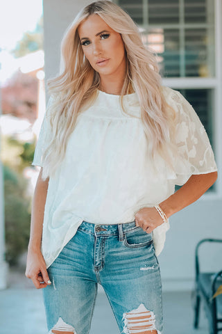 Round Neck Puff Sleeve Blouse