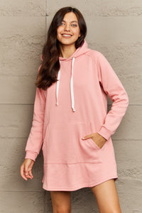 Ninexis Full Size Front Pocket Raglan Sleeve Hooded Dress