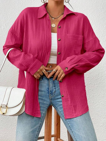 Textured Drop Shoulder Shirt Jacket