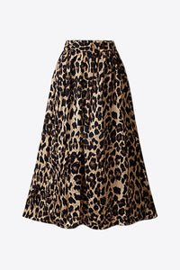 Plus Size Leopard Print Midi Skirt