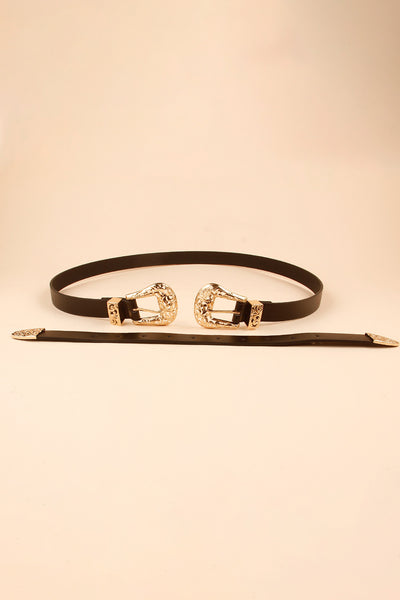 Double Buckle PU Leather Belt