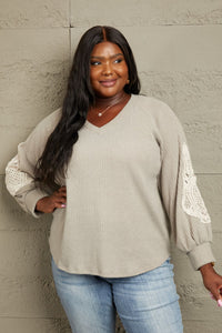 Sew In Love Full Size Lace Patch Detail Sweater