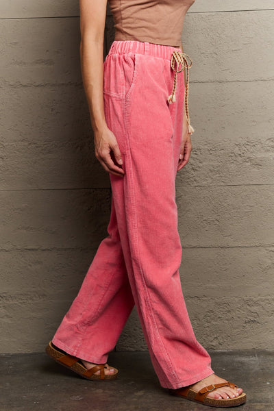 POL  Leap Of Faith Corduroy Straight Fit Pants in Neon Pink