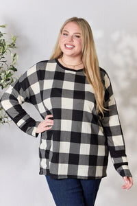 Celeste Full Size Plaid Round Neck Long Sleeve T-Shirt