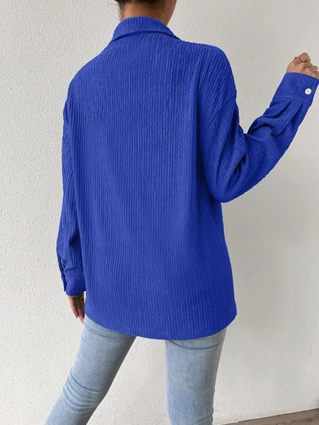 Textured Drop Shoulder Shirt Jacket