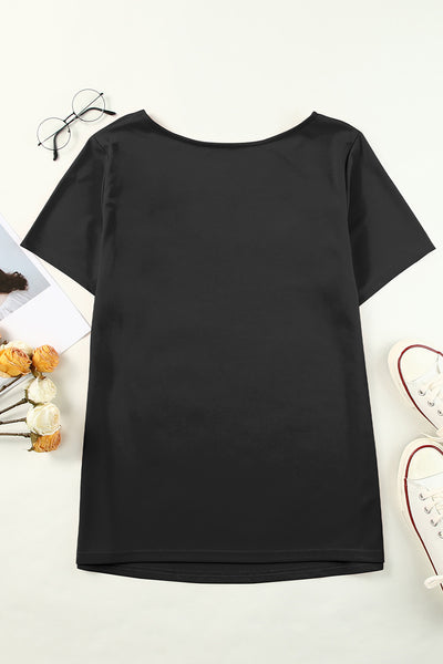 Plus Size Cutout Round Neck Short Sleeve Tee