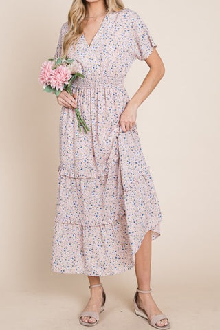 Sweet Talk Kimono Sleeve Maxi Dress in Blush Pink