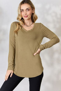 Zenana Full Size V-Neck Long Sleeve T-Shirt