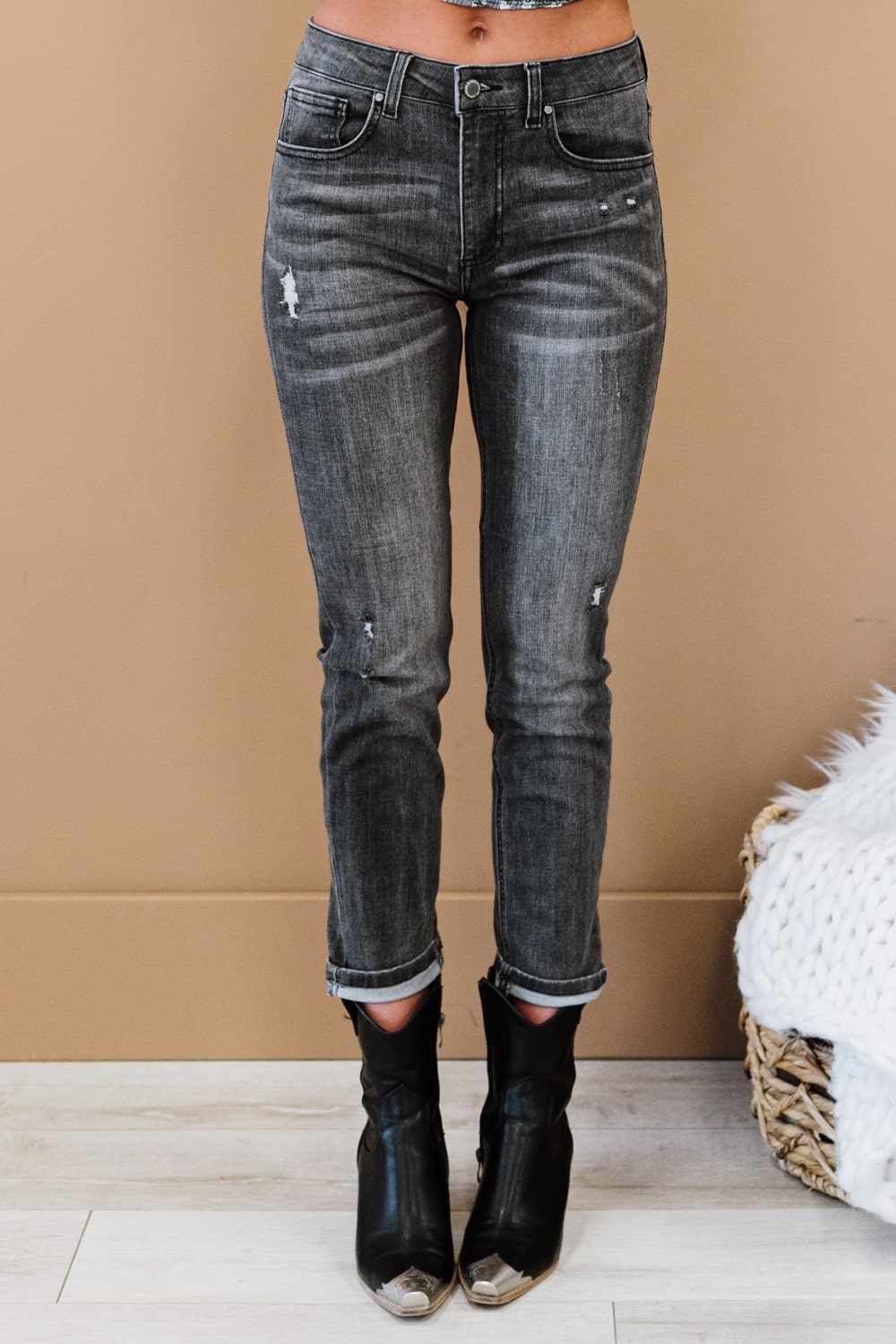 RISEN Guess What? Mid-Rise Distressed Jeans