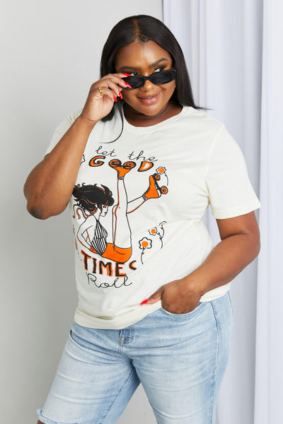 mineB Full Size LET THE GOOD TIMES ROLL Graphic Tee