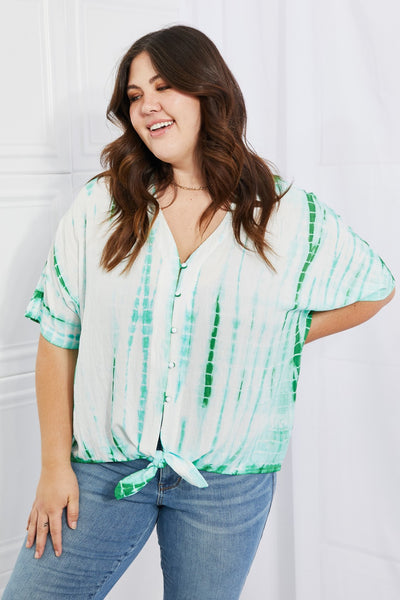 Sew In Love Beachy Keen Full Size Tie-Dye Collared Top