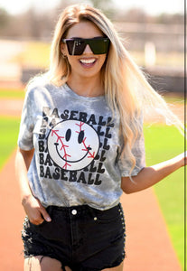 Baseball Smiley Tie Dye Tee