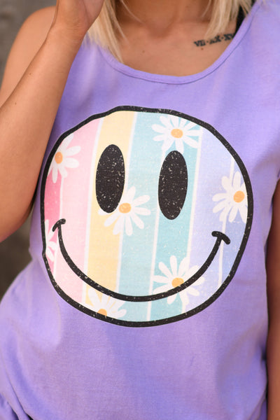 Rainbow Daisy Smiley Tank/Tee